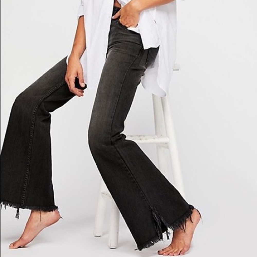 Free People Vintage Raw Hem Flare Jeans